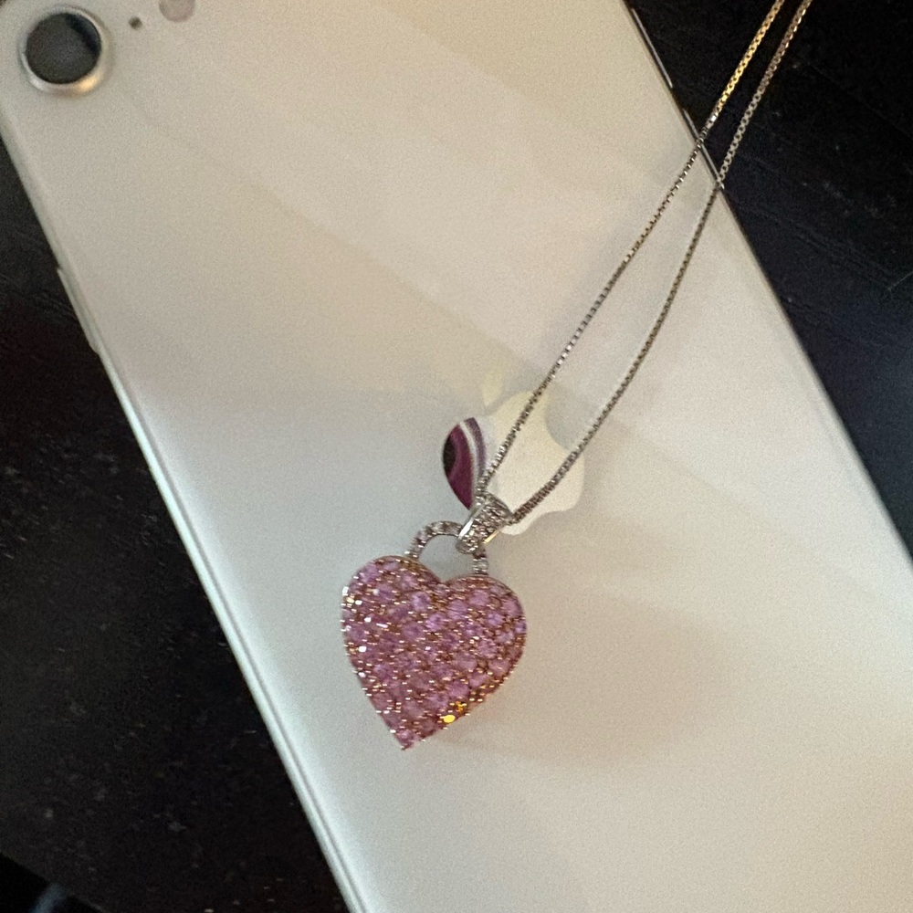 Pink Heart Pendant Necklace